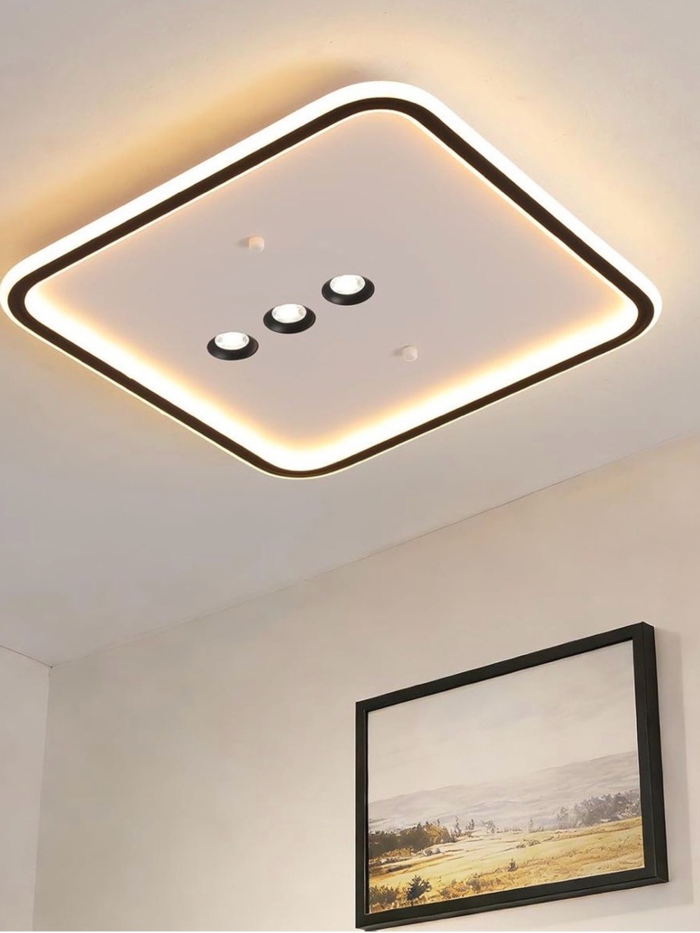 Modern White Square LED Ceiling Light with Warm Accent